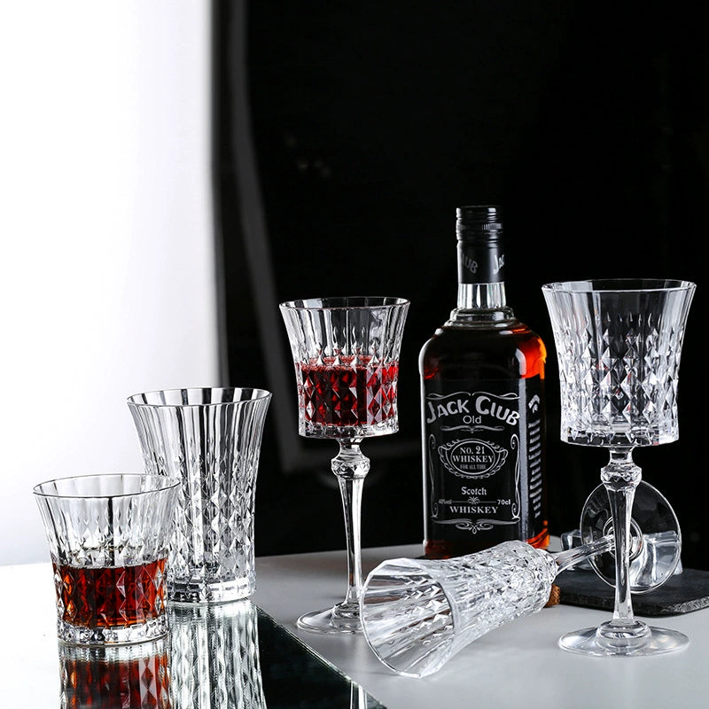 French original imported CDA luxury crystal glass fashion goblet Portuguese white wine glass diamond pattern red wine glass
