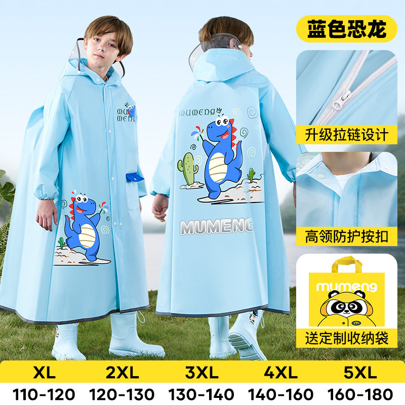 Mumeng children's raincoat boy's whole body rainstorm bag seat cycling poncho breathable and wear-resistant school walking raincoat