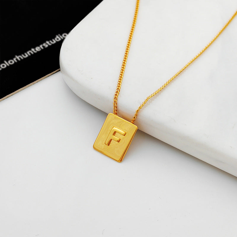 Copper-plated real gold European and American retro simple geometric letter necklace personality trendy necklace net red collarbone chain T547