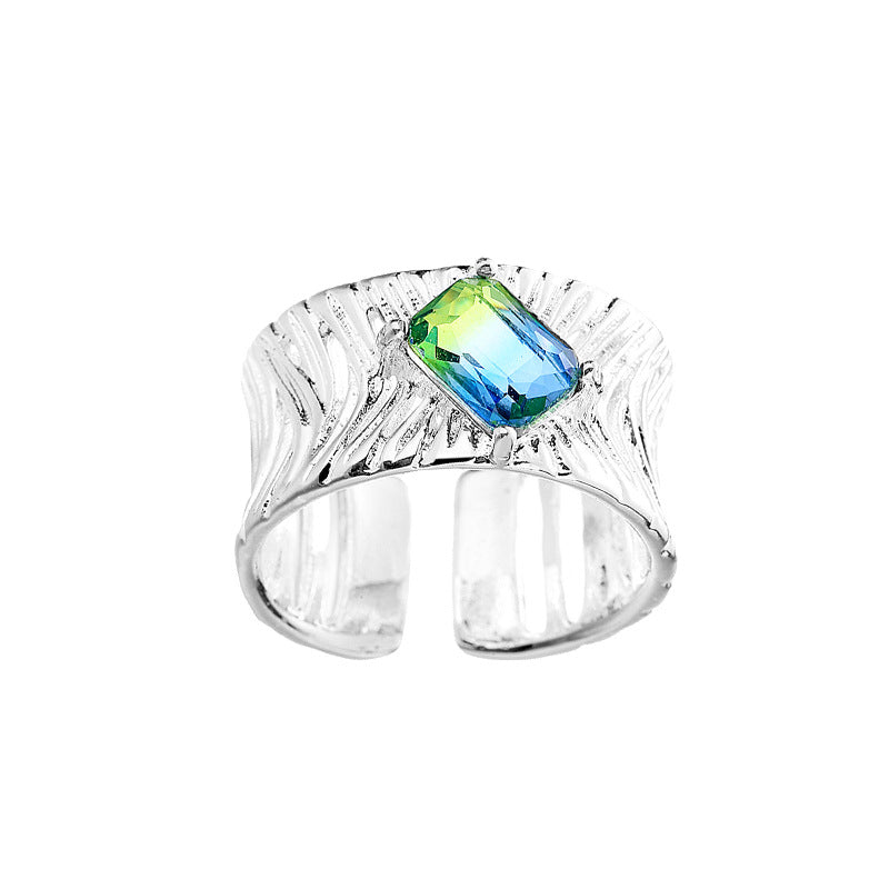 Green Gradual Irregular Opening Ring