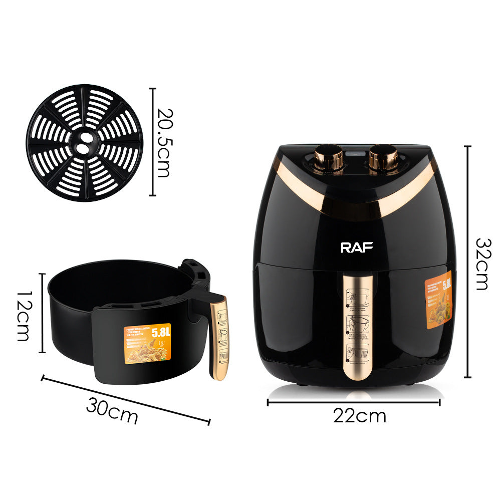 RAF European-style air fryer home large-capacity multi-function smart French fries large automatic fryer 5.8L