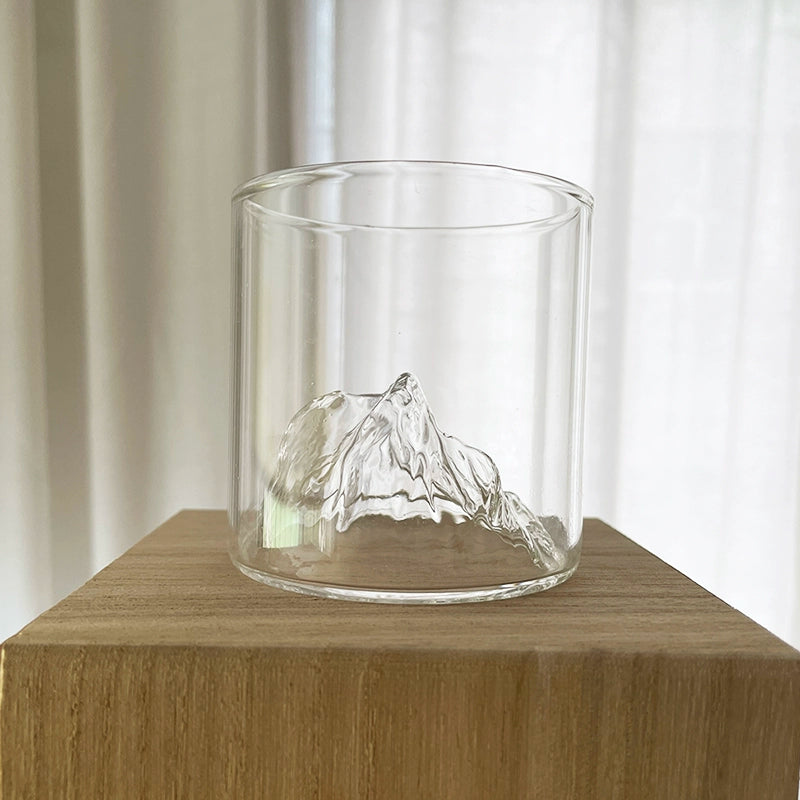Japanese-style light luxury creative niche whiskey glass mountain viewing cup glass Mount Fuji cup heat-resistant coffee tea cup