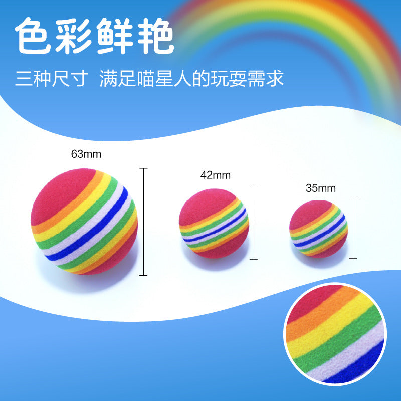 Rainbow Toy Ball Cat Solid Bouncy Ball Pet Supplies Kitten Puppy Ball Toy Teasing Cat Ball EVA Floating