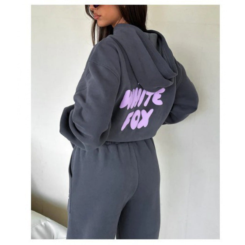 European and American spring, autumn and winter new sweatshirt set fashion sports LOGO long-sleeved pullover hooded sweatshirt two-piece set