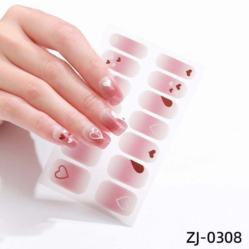 new French manicure stickers full paste ice transparent net red Japanese cartoon nail stickers cute nail polish film
