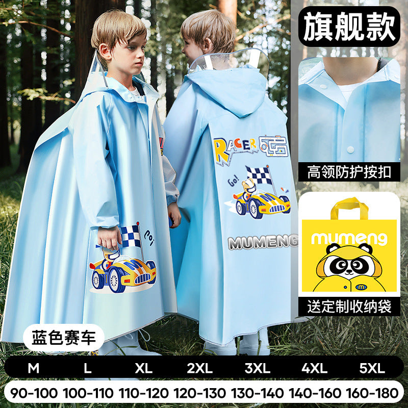 Mumeng children's raincoat boy's whole body rainstorm bag seat cycling poncho breathable and wear-resistant school walking raincoat