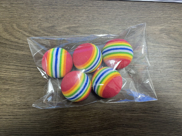Rainbow Toy Ball Cat Solid Bouncy Ball Pet Supplies Kitten Puppy Ball Toy Teasing Cat Ball EVA Floating