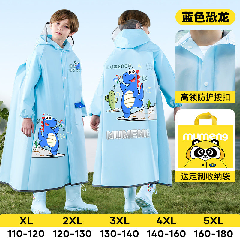 Mumeng children's raincoat boy's whole body rainstorm bag seat cycling poncho breathable and wear-resistant school walking raincoat