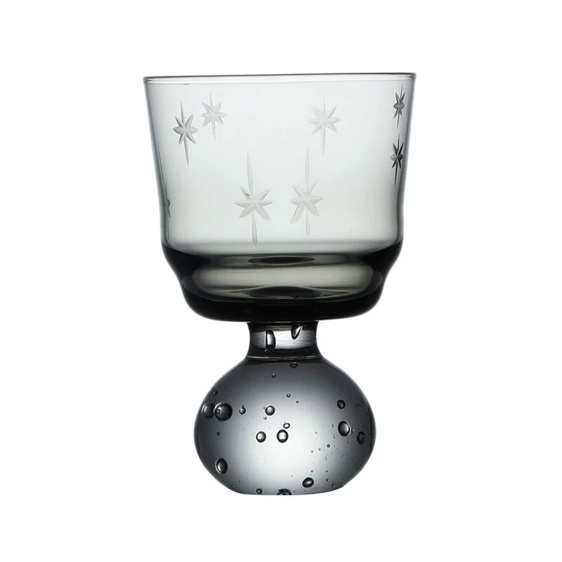 Xingyungu Xinghecan/Middle Age Vintage Japanese Sake Cup Gray Engraved Glass Cup Wabi Sabi Wine Cup