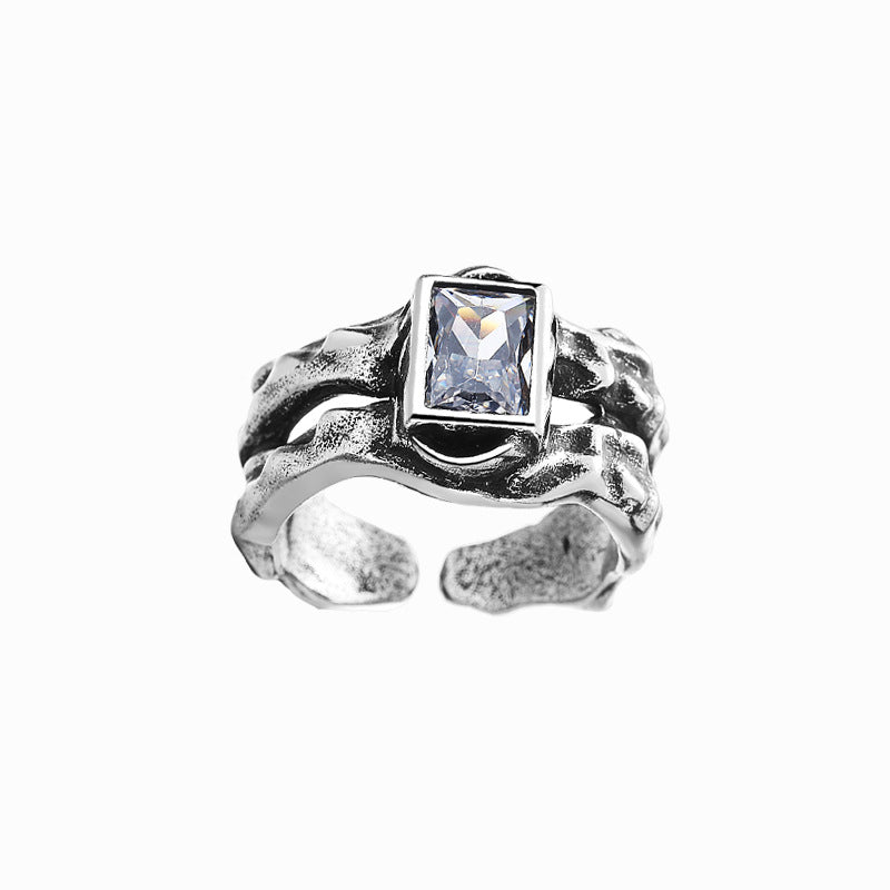 Korean version of ins cold wind personality black irregular texture French lava niche design opening index finger female