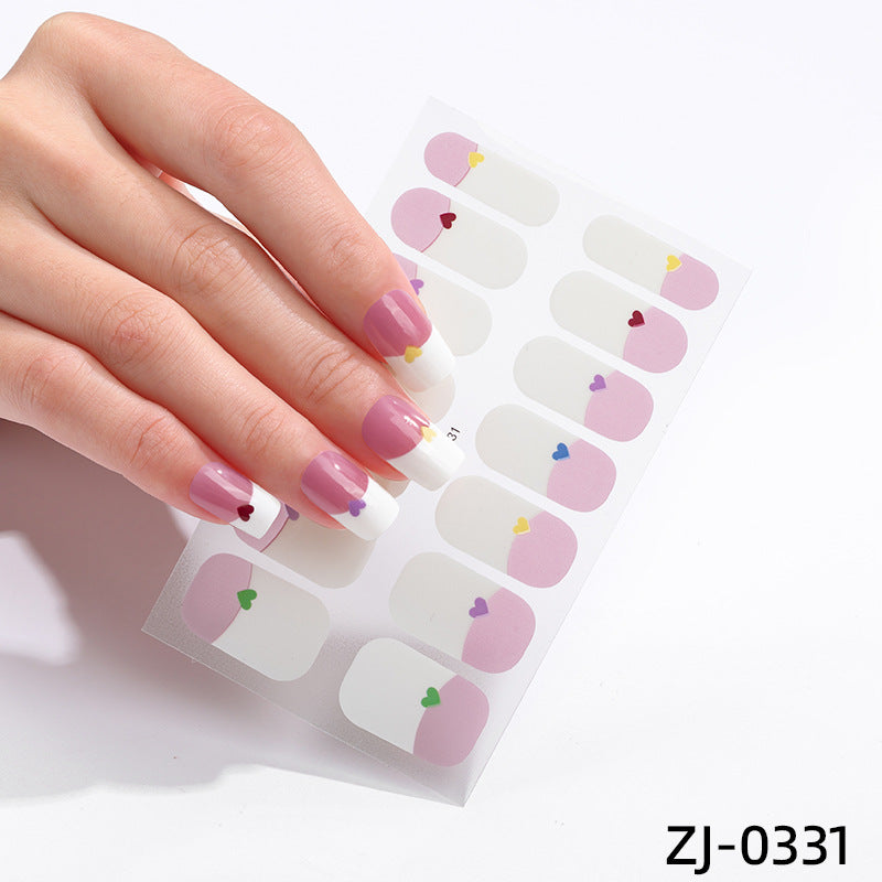 new French manicure stickers full paste ice transparent net red Japanese cartoon nail stickers cute nail polish film
