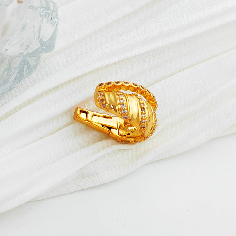 Copper European and American personality metal texture wide-faced double-layer ear clip without ear hole temperament cold style ear bone clip T822