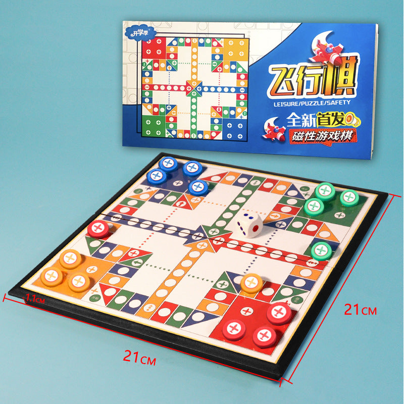 Flying chess, magnetic, foldable, portable, primary school children's educational toys, parent-child magnet game chess