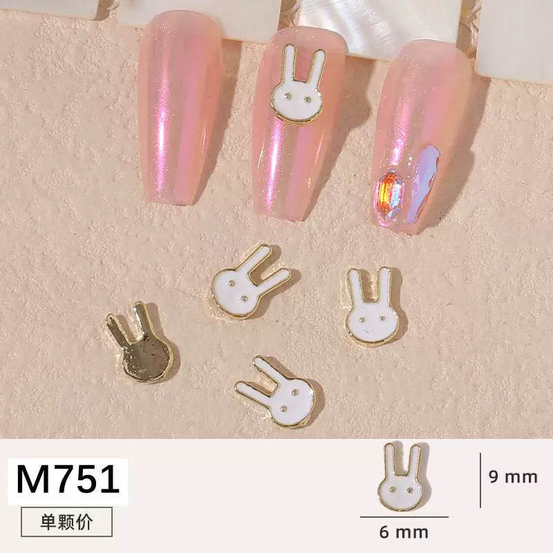 Net red manicure small fragrant wind jewelry love bunny new bow camellia dripping oil nail decoration stickers