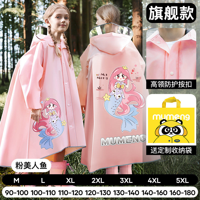 Mumeng children's raincoat boy's whole body rainstorm bag seat cycling poncho breathable and wear-resistant school walking raincoat