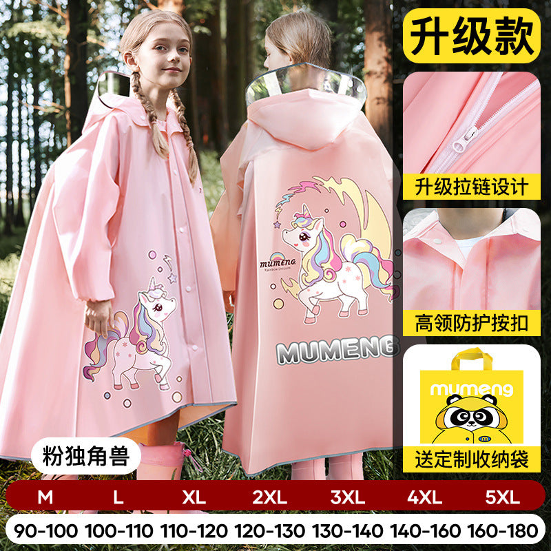 Mumeng children's raincoat boy's whole body rainstorm bag seat cycling poncho breathable and wear-resistant school walking raincoat