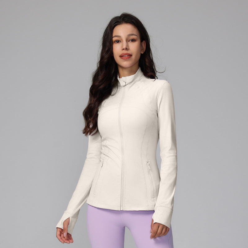 Define yoga wear jacket spring and autumn winter yoga top breathable running fitness stand collar skinny sports coat