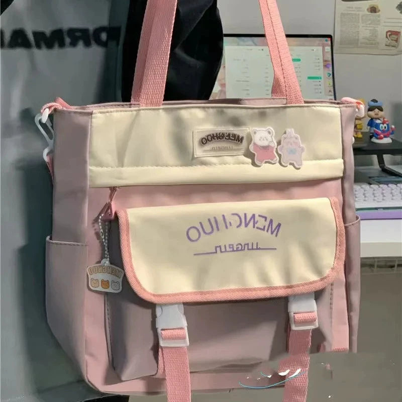 Japanese ins style college style bag female Korean version large capacity Messenger bag girl student commuting shoulder bag