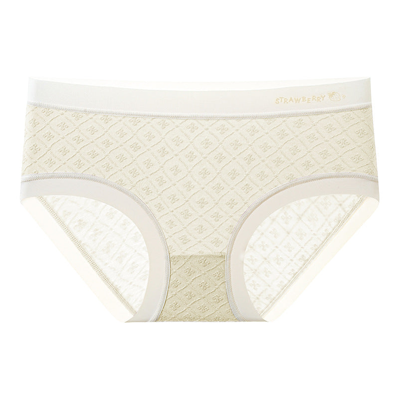 pure cotton women's antibacterial jacquard fabric close-fitting, non-feeling, super breathable, light and dry, small fresh briefs