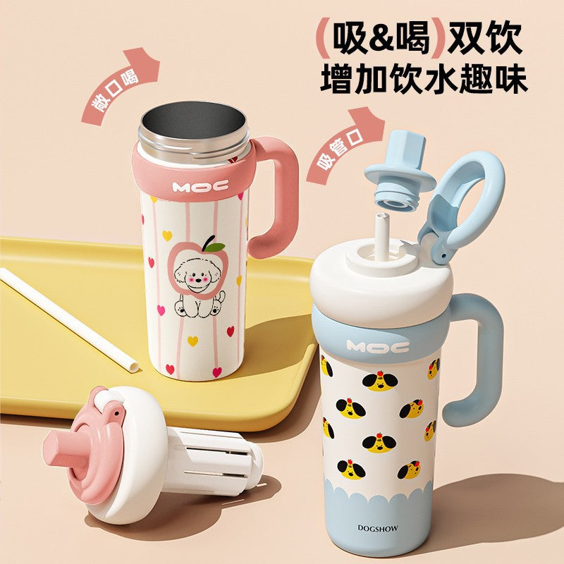 Spot ceramic thermos cup girls' new ice straw cup large capacity giant ton ton cup supports mixed batch