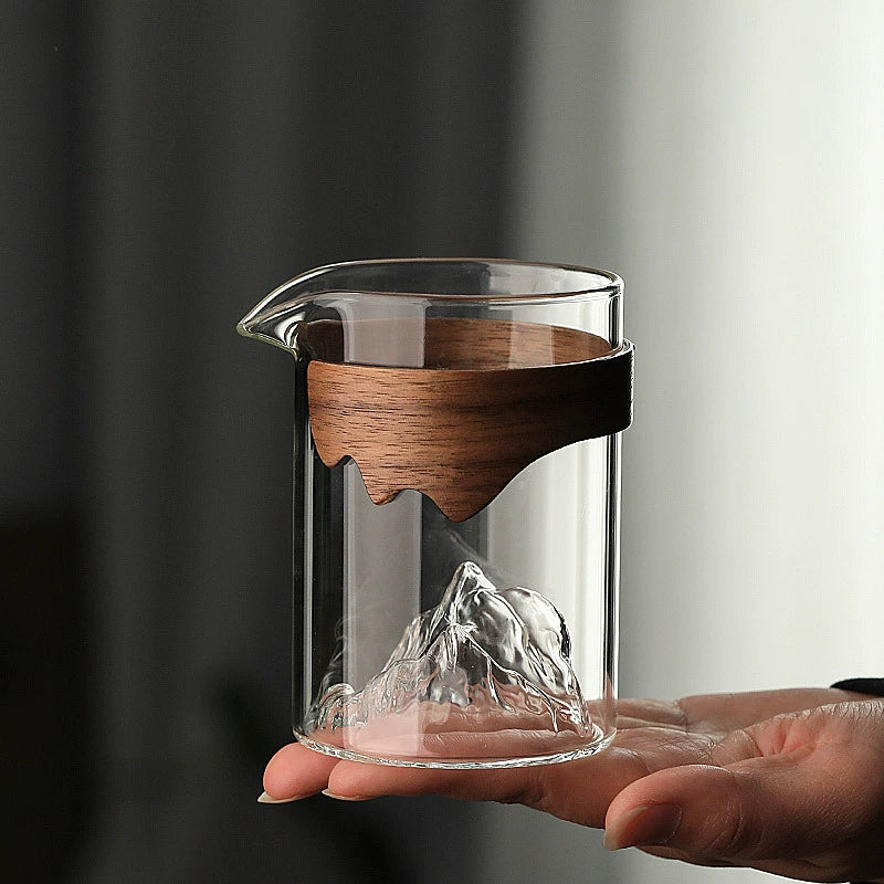 Japanese-style light luxury creative niche whiskey glass mountain viewing cup glass Mount Fuji cup heat-resistant coffee tea cup