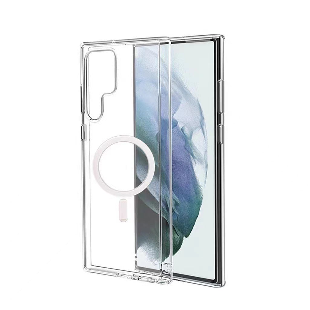 Compatible with Samsung S25ultra phone case, magnetic Magsafe foldable Z-Fold6, transparent S24plus hard case