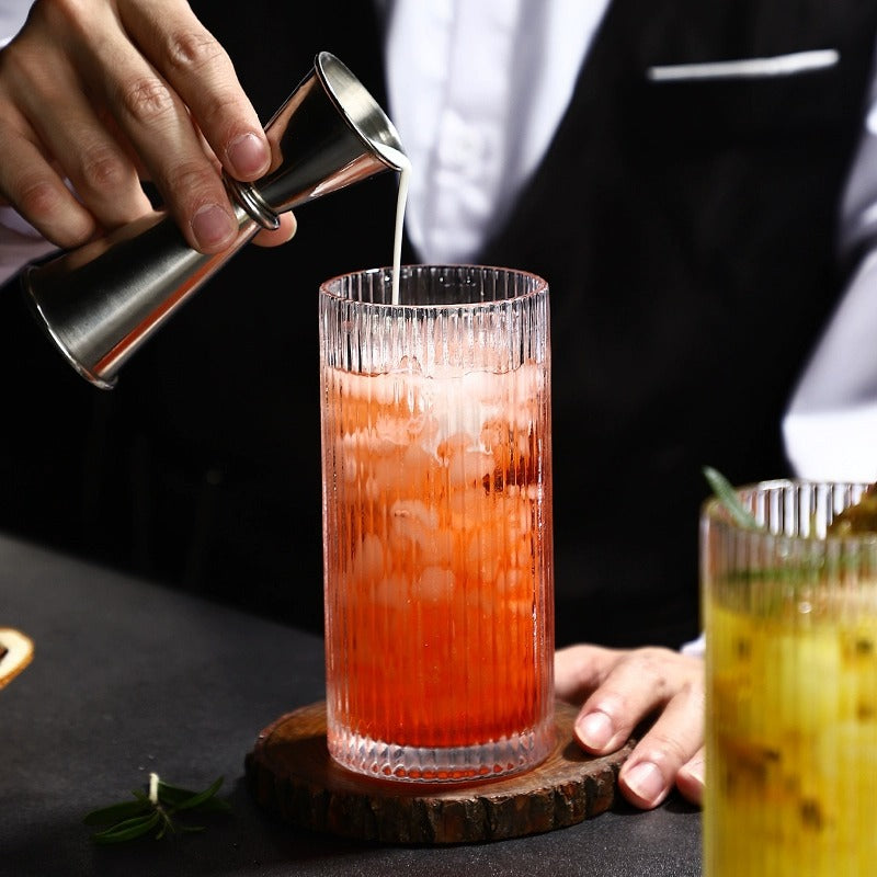 Long drink glasses, bar cocktail glasses, juice cups, drink cups, vertical ins, Internet celebrity cups, water cups, striped glasses