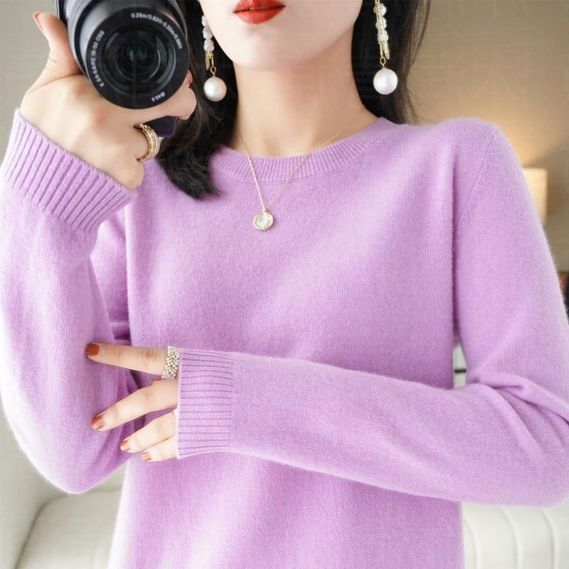 Sweater women's autumn and winter crew neck long sleeve pullover knitted sweater women's women's sweater base shirt women's top Korean