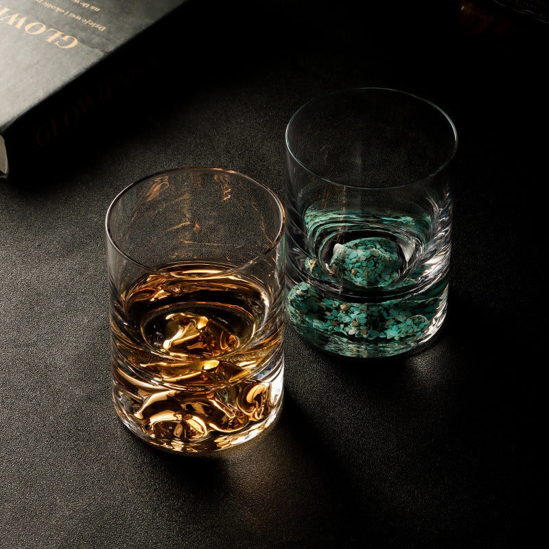 Whiskey glass wine glass creative ice mountain snow mountain cup Jinshan thick bottom bar special spirits glass foreign wine cup