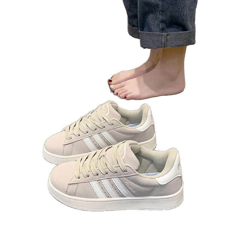 Popular little white shoes women's summer new niche platform soled versatile bread shoes flat sports board shoes ins trend