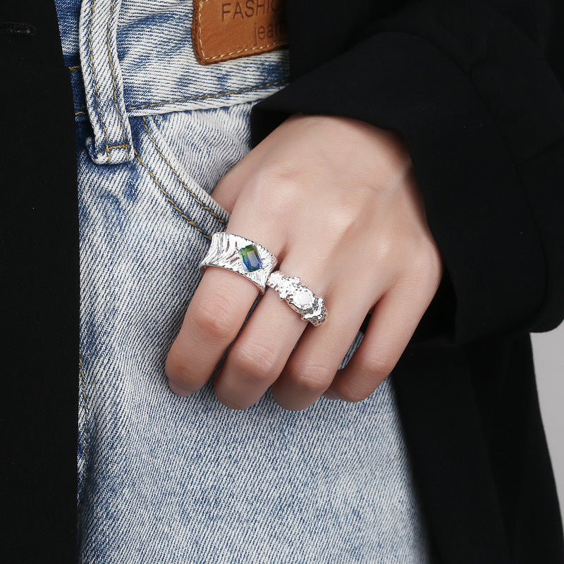 Green Gradual Irregular Opening Ring