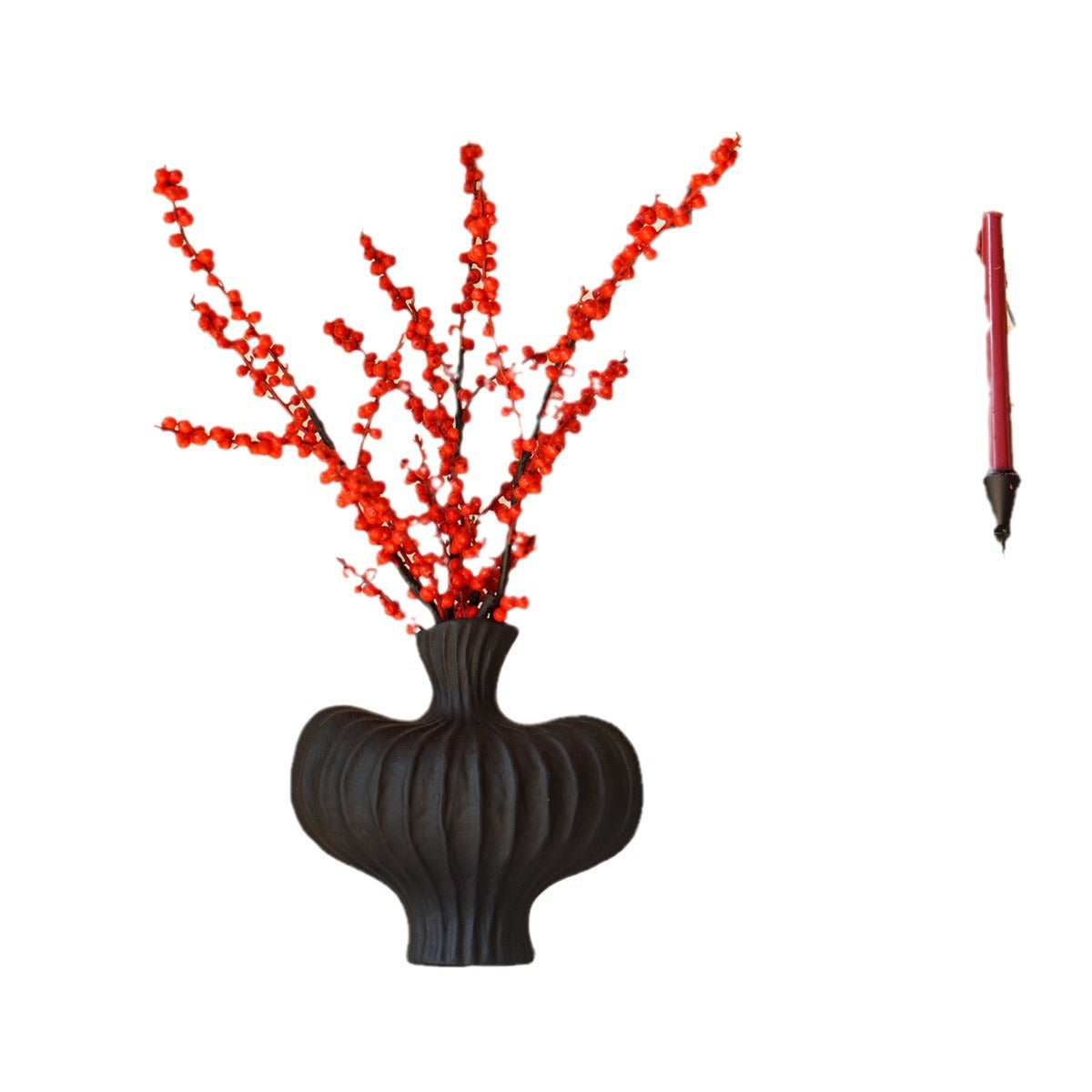 Wabi-sabi style ceramic vase flower arrangement ornaments high-end niche home decoration French light luxury vase ceramic vase