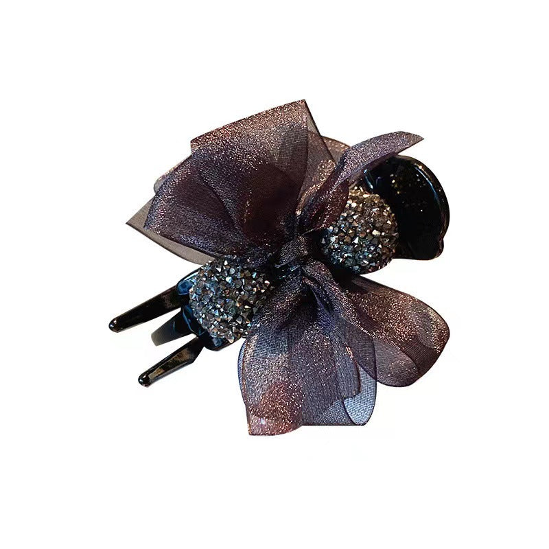 Maruko hairclip women's summer simple temperament, flower mesh, the back of the head, grab the clip pan hairpin