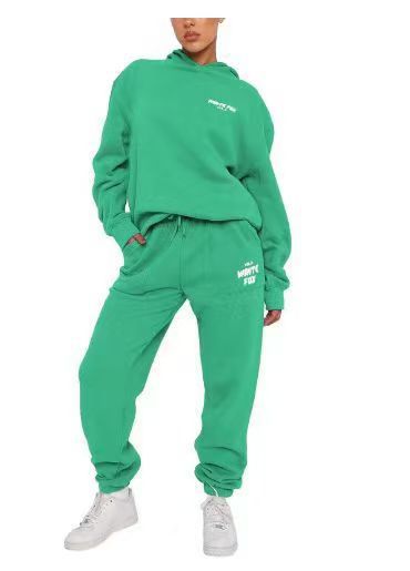 European and American spring, autumn and winter new sweatshirt set fashion sports LOGO long-sleeved pullover hooded sweatshirt two-piece set