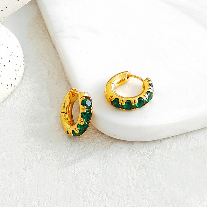 Copper plated gold inlaid earrings