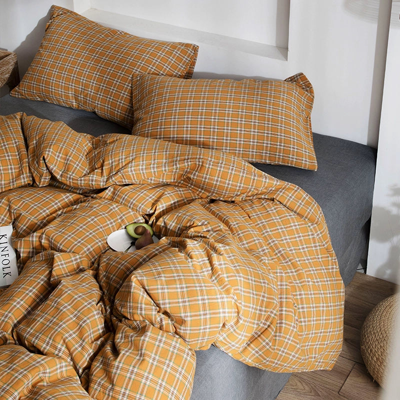 Simple cotton fitted sheet style naked sleeping solid color four-piece set