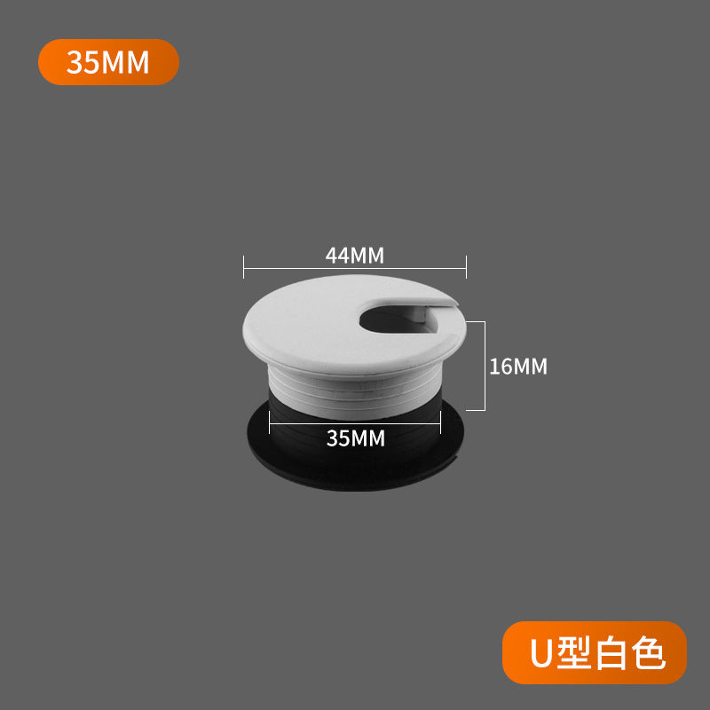 Desk plastic threading box desk wire hole cover 35 50 wire hole plug computer desktop round threading hole