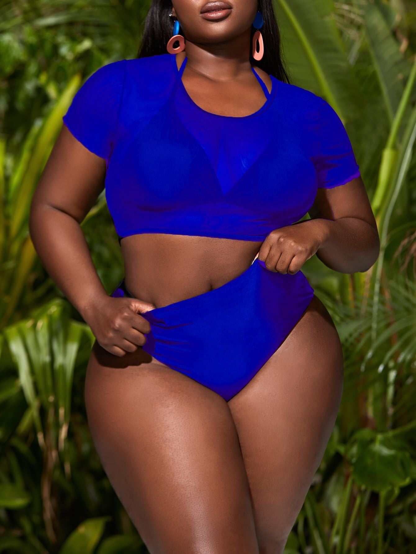 Plus Size Sexy Three-Piece High Waist Bikini Set – European & American Style Split Swimsuit for Women