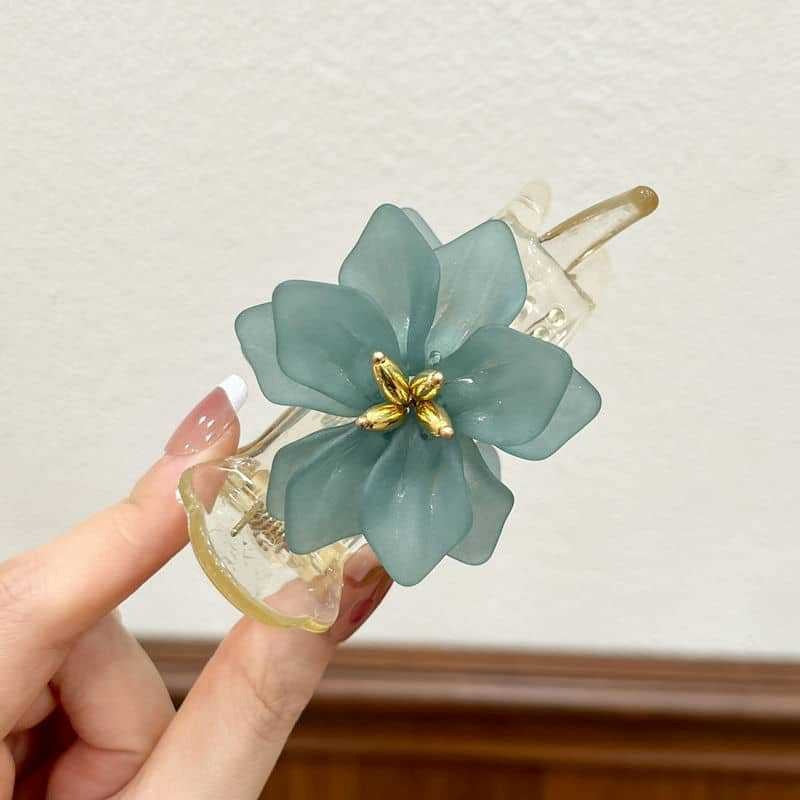 Maruko hairclip women's summer simple temperament, flower mesh, the back of the head, grab the clip pan hairpin