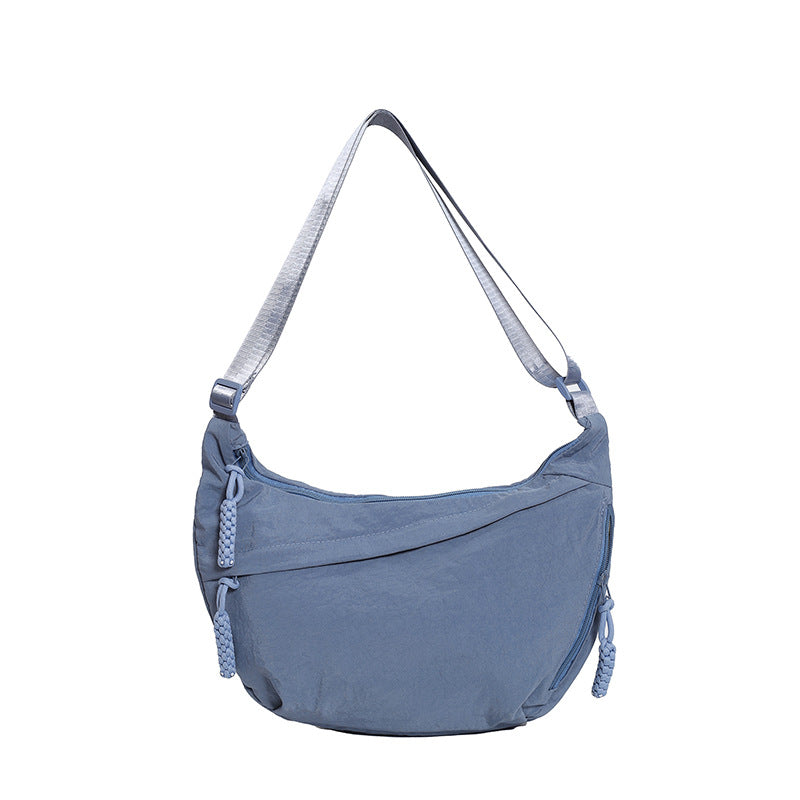 Solid Color Trend Personality Shoulder Bag Bag Women's Daily Simple Dumpling Bag Versatile Nylon Crossbody Bag Women's Casual