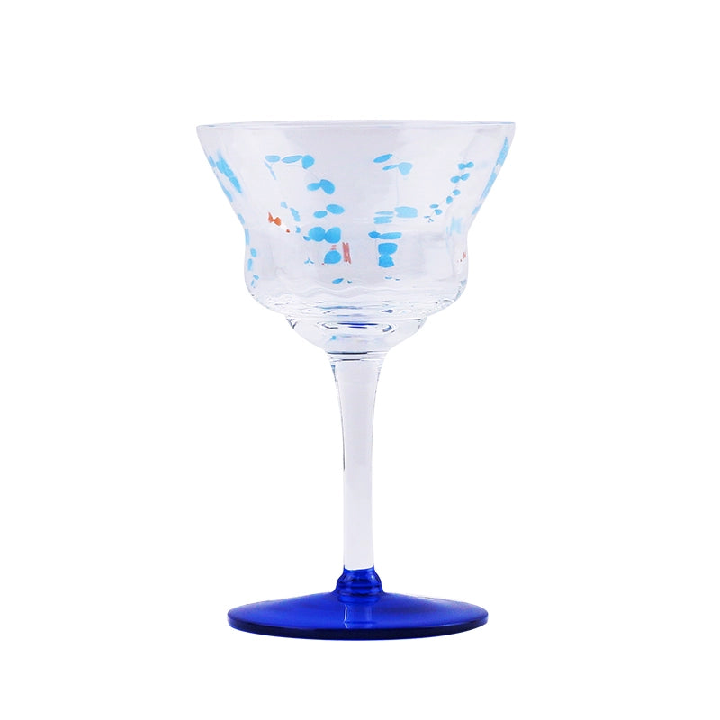 super girly! Spring blue flowers handmade crystal glass goblet wine champagne glass goldfish cup