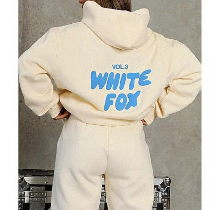 European and American spring, autumn and winter new sweatshirt set fashion sports LOGO long-sleeved pullover hooded sweatshirt two-piece set