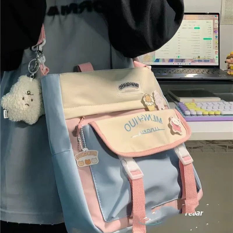 Japanese ins style college style bag female Korean version large capacity Messenger bag girl student commuting shoulder bag