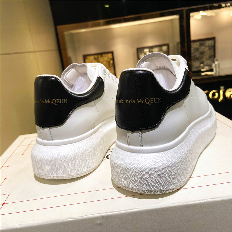 new muffin all-match thick-soled sports McQueen small white shoes women's leather casual shoes women's single shoes large size women's shoes