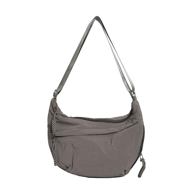 Solid Color Trend Personality Shoulder Bag Bag Women's Daily Simple Dumpling Bag Versatile Nylon Crossbody Bag Women's Casual