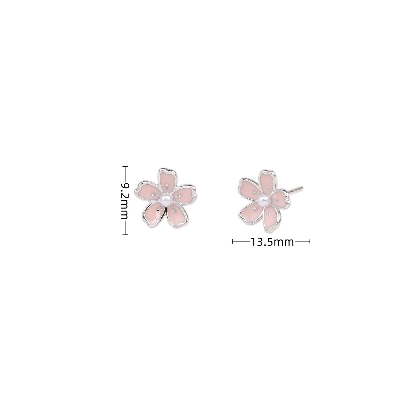 S925 sterling silver foreign trade jewelry creative personality Japanese cherry blossom earrings small fresh and cute pink flower earrings