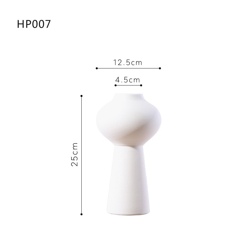 Nordic minimalist home living room flower arrangement decoration ins wabi sabi wind homestay decoration plain embryo striped vase