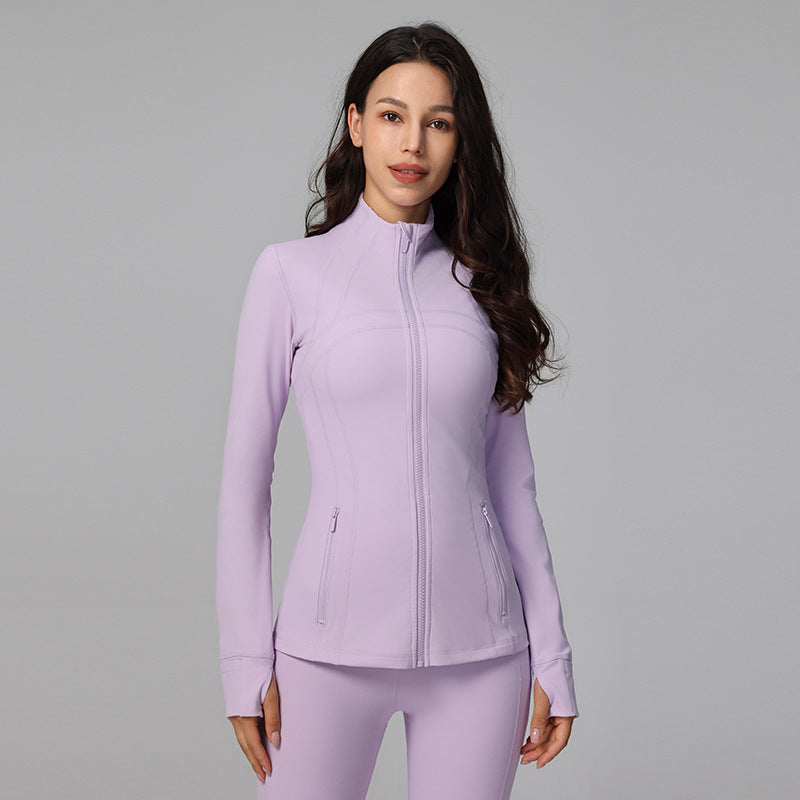 Define yoga wear jacket spring and autumn winter yoga top breathable running fitness stand collar skinny sports coat