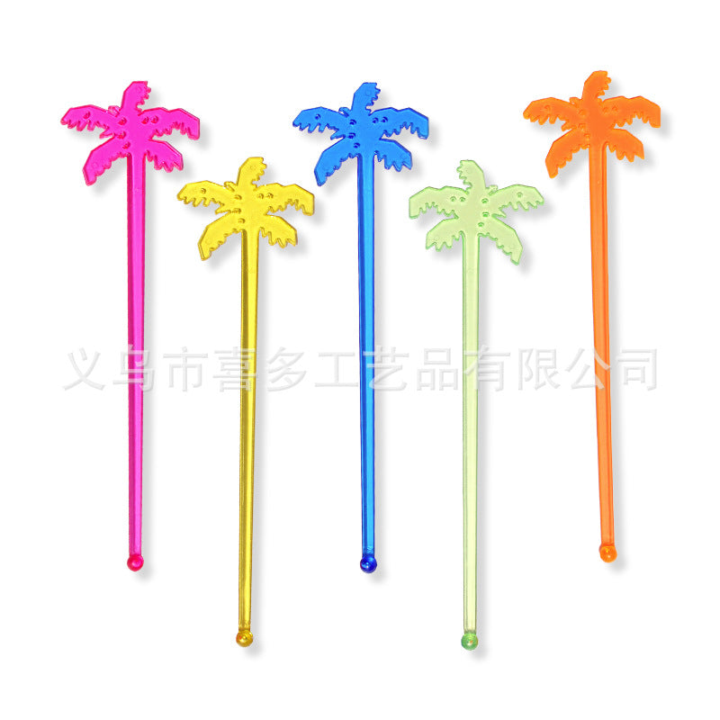 Plastic coconut tree shaped stirring sticks, colorful bartender bars, bar supplies, cocktail juice decoration, coffee sticks, 50 sticks