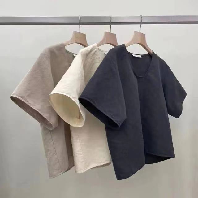 Summer New Lazy Style Japanese Style Simple Small Fashion Western Style Cotton Linen Suit Retro Women's Clothes